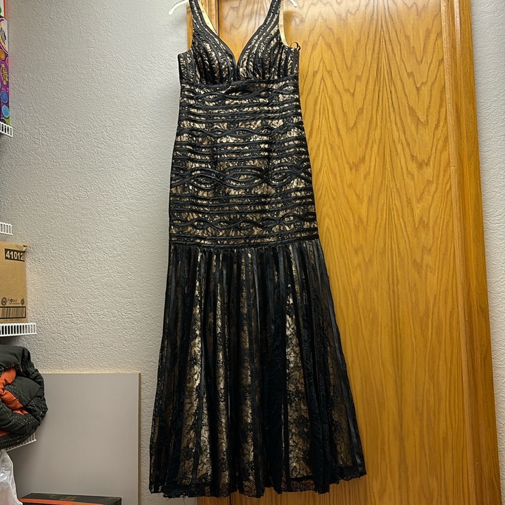 Black lace evening dress